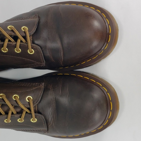 DR. MARTENS AIR WAIR 11822 BROWN OIL LEATHER 8 EYE LACE UP ANKLE BOOTS MEN'S 13 - Picture 8 of 16